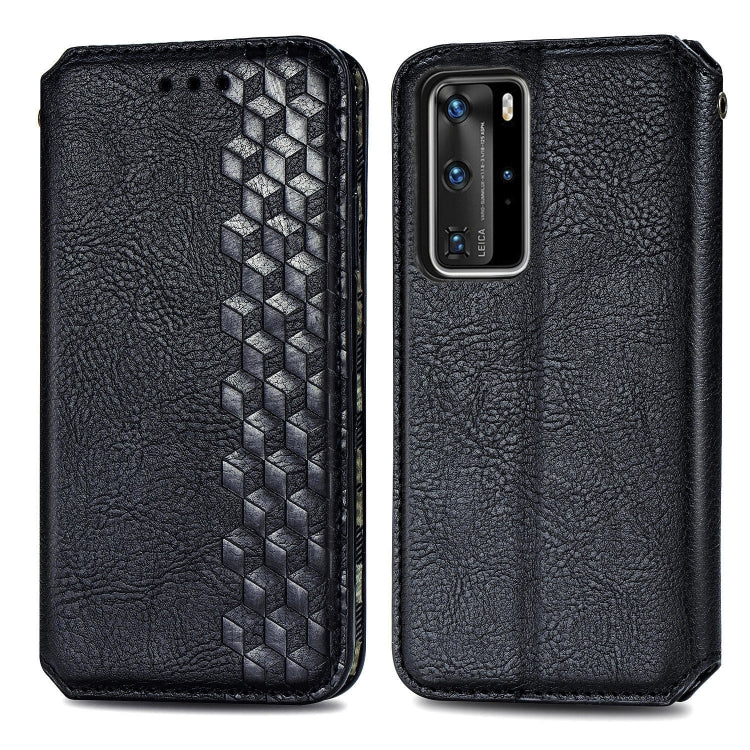 For Huawei P40 Pro Cubic Grid Pressed Horizontal Flip Magnetic PU Leather Case with Holder & Card Slots & Wallet