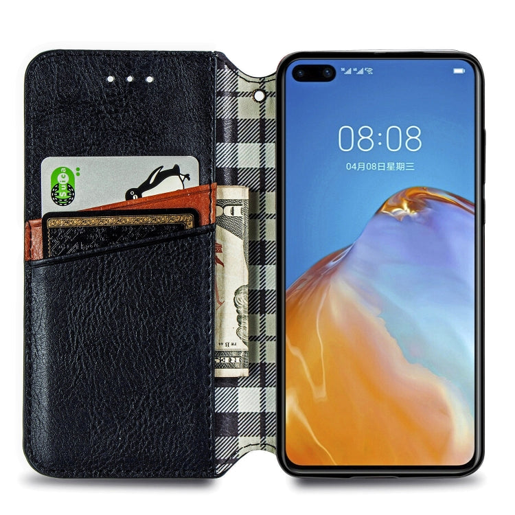 For Huawei P40 Pro Cubic Grid Pressed Horizontal Flip Magnetic PU Leather Case with Holder & Card Slots & Wallet