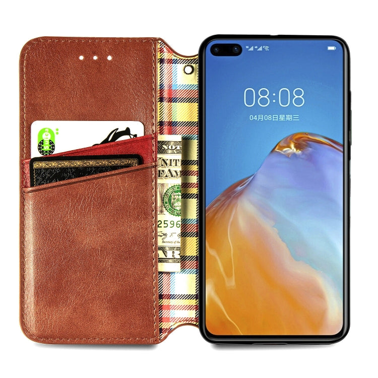 For Huawei P40 Pro Cubic Grid Pressed Horizontal Flip Magnetic PU Leather Case with Holder & Card Slots & Wallet