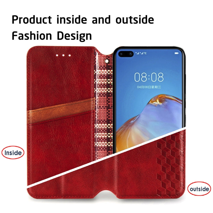 For Huawei P40 Pro Cubic Grid Pressed Horizontal Flip Magnetic PU Leather Case with Holder & Card Slots & Wallet