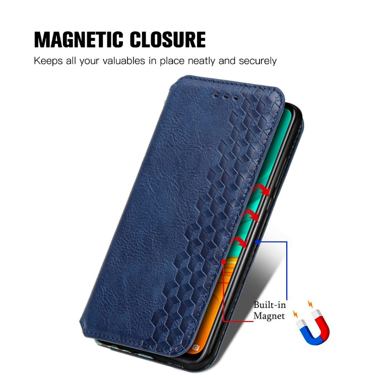 For Huawei Y8S Cubic Grid Pressed Horizontal Flip Magnetic PU Leather Case with Holder & Card Slots & Wallet