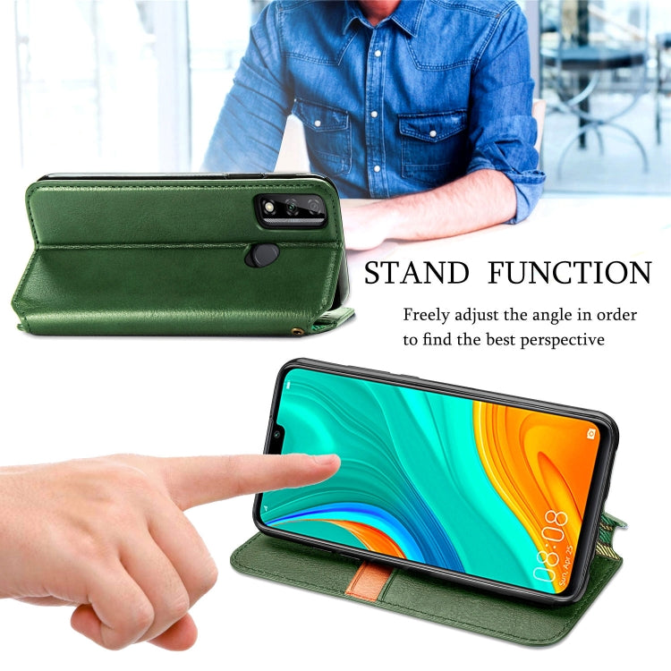 For Huawei Y8S Cubic Grid Pressed Horizontal Flip Magnetic PU Leather Case with Holder & Card Slots & Wallet