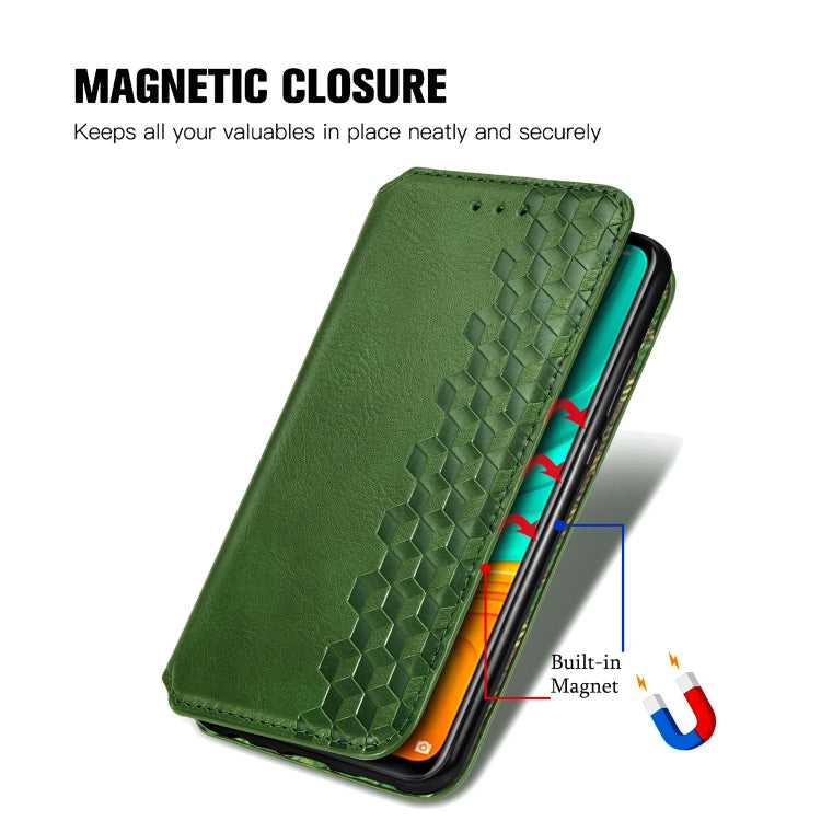 For Huawei Y8S Cubic Grid Pressed Horizontal Flip Magnetic PU Leather Case with Holder & Card Slots & Wallet
