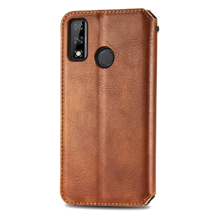 For Huawei Y8S Cubic Grid Pressed Horizontal Flip Magnetic PU Leather Case with Holder & Card Slots & Wallet