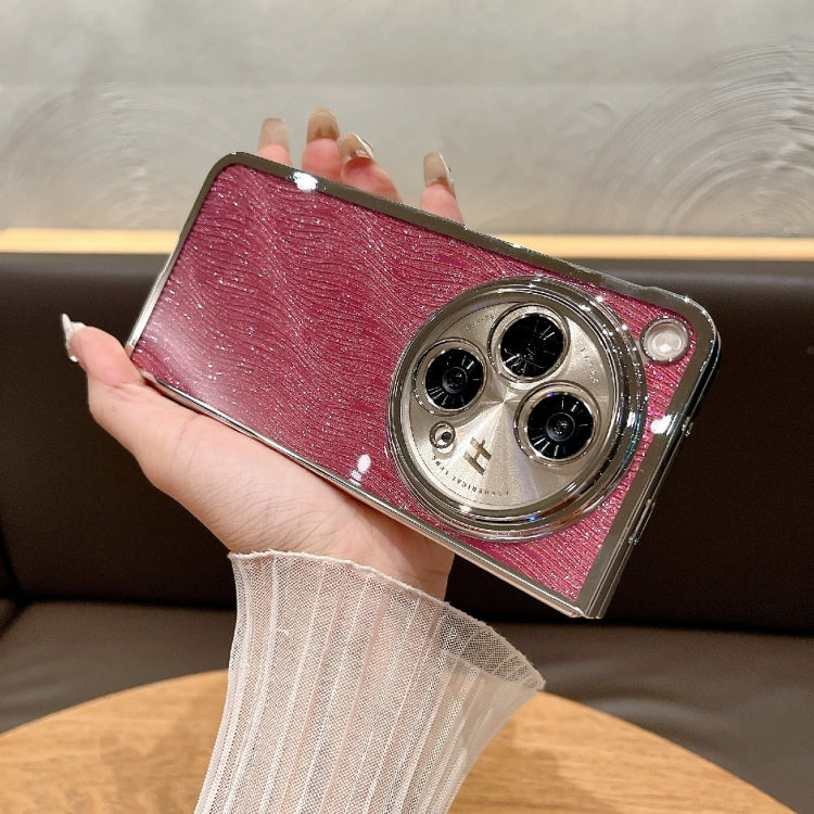 For OPPO Find N3 PC Side Buckle+Ripples Glitter Paper Full Coverage Phone Case