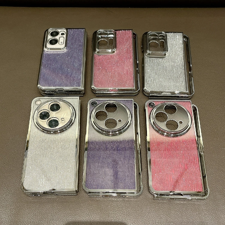 For OPPO Find N3 PC Side Buckle+Ripples Glitter Paper Full Coverage Phone Case