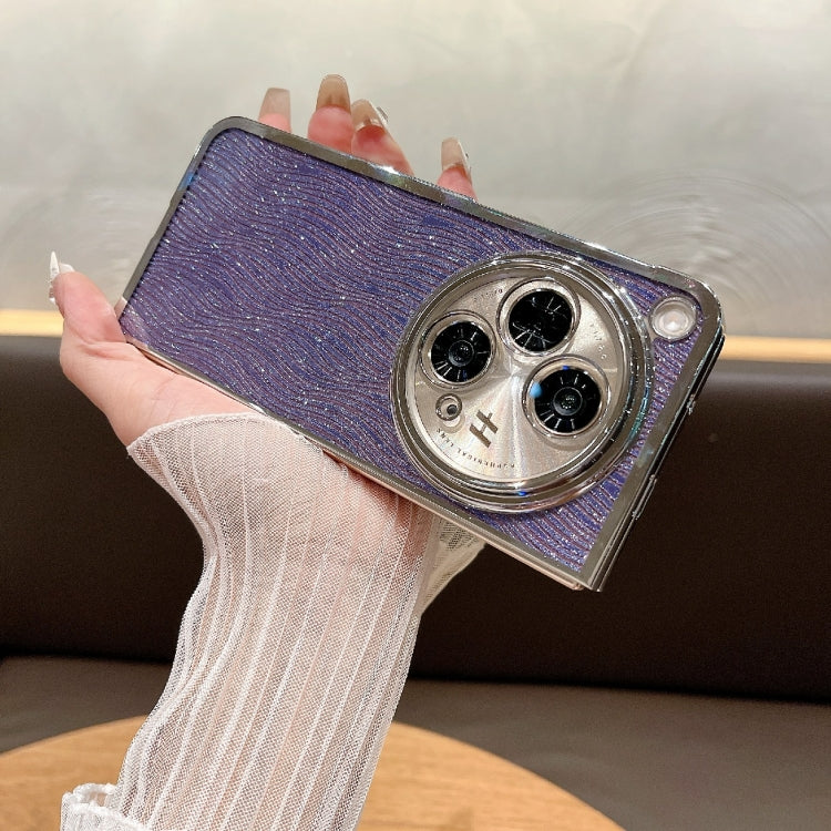 For OPPO Find N3 PC Side Buckle+Ripples Glitter Paper Full Coverage Phone Case