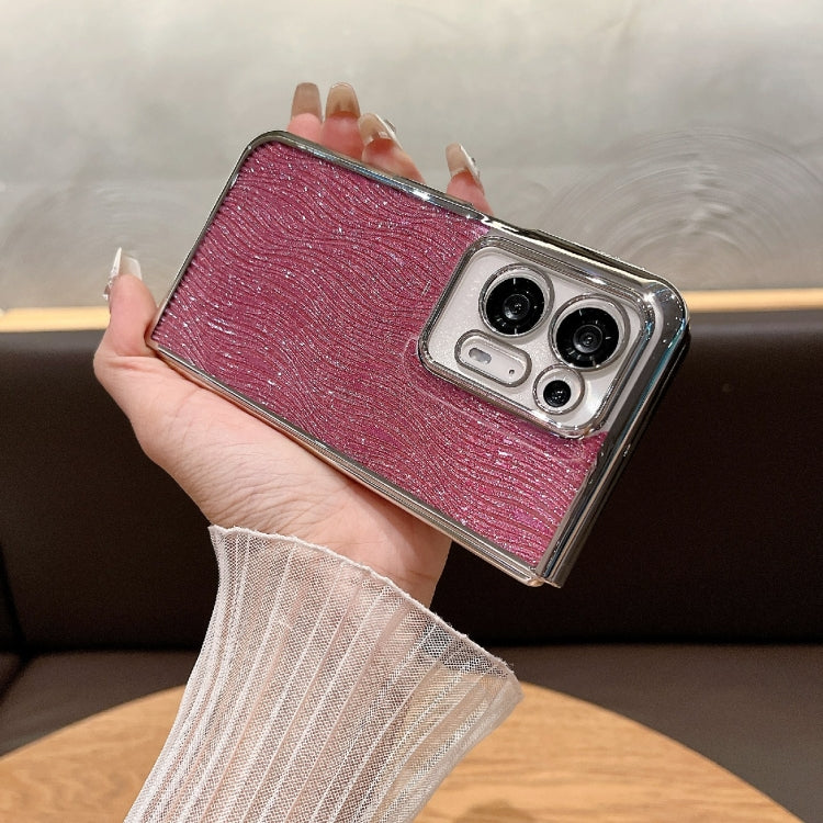 For OPPO Find N2 PC Side Buckle+Ripples Glitter Paper Full Coverage Phone Case