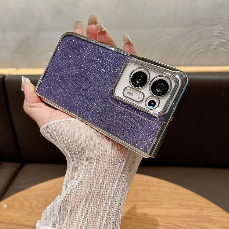 For OPPO Find N2 PC Side Buckle+Ripples Glitter Paper Full Coverage Phone Case