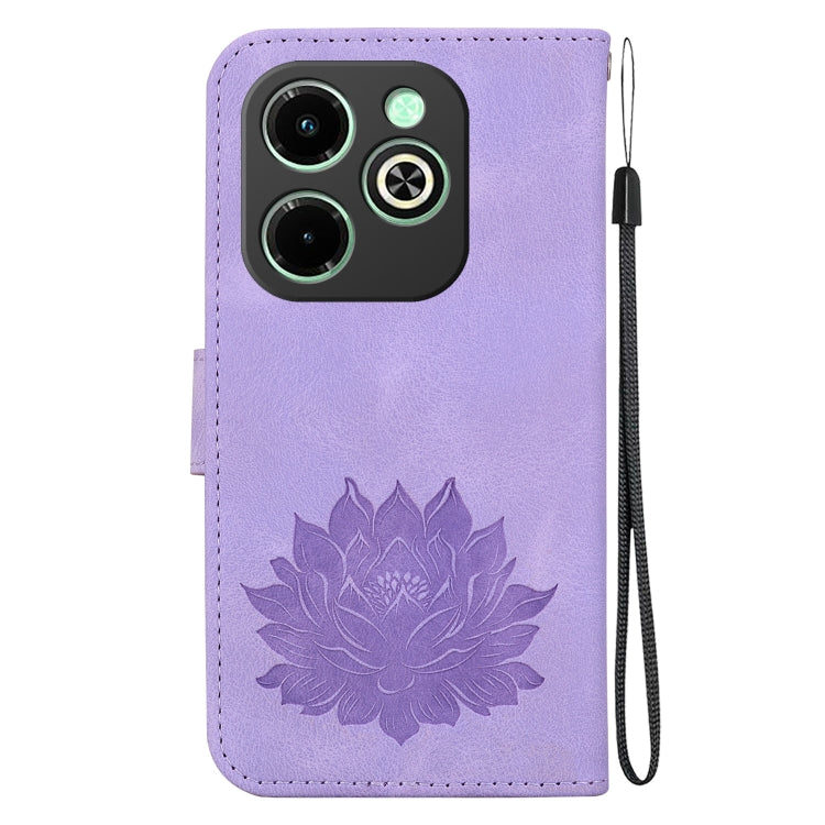 For Infinix Hot 40i Lotus Embossed Leather Phone Case