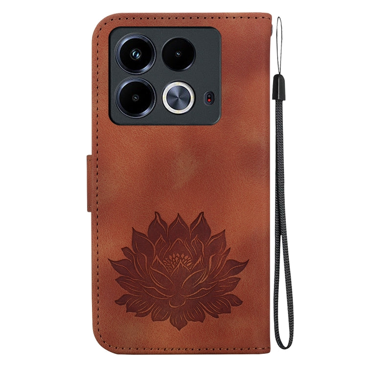 For Infinix Note 40 4G Lotus Embossed Leather Phone Case