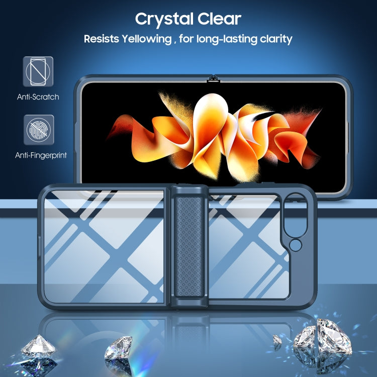 For Samsung Galaxy Z Flip6 / Flip7 FE Transparent Tempered Glass Shockproof Folding Phone Case with Hinge