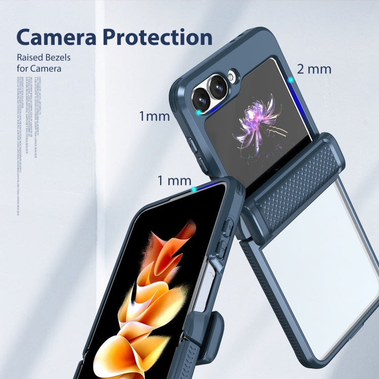 For Samsung Galaxy Z Flip6 / Flip7 FE Transparent Tempered Glass Shockproof Folding Phone Case with Hinge
