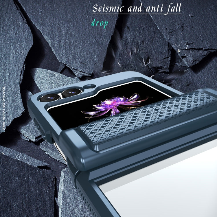 For Samsung Galaxy Z Flip6 / Flip7 FE Transparent Tempered Glass Shockproof Folding Phone Case with Hinge