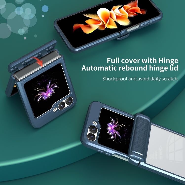 For Samsung Galaxy Z Flip6 / Flip7 FE Transparent Tempered Glass Shockproof Folding Phone Case with Hinge