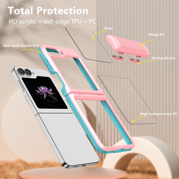 For Samsung Galaxy Z Flip6 / Flip7 FE Transparent Tempered Glass Shockproof Folding Phone Case with Hinge