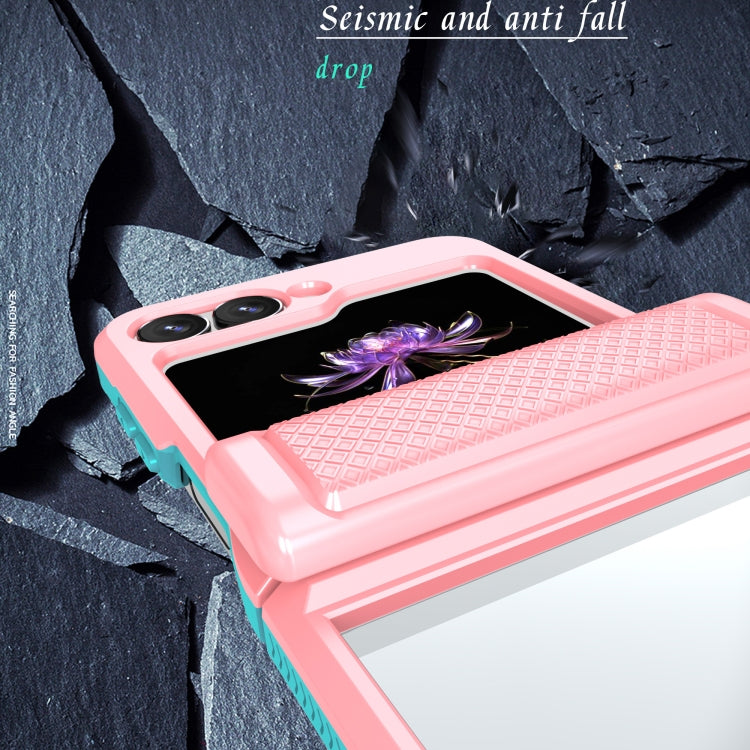 For Samsung Galaxy Z Flip6 / Flip7 FE Transparent Tempered Glass Shockproof Folding Phone Case with Hinge