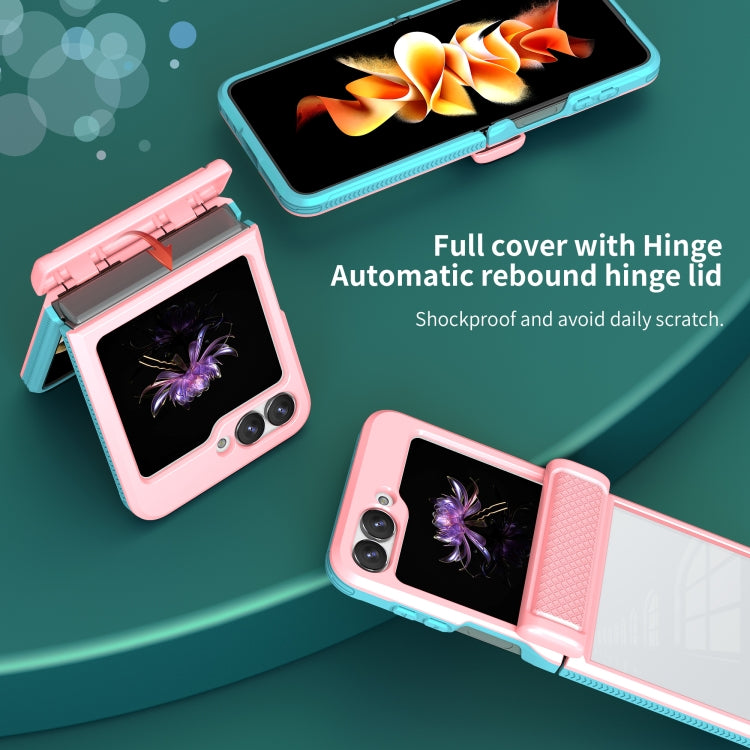 For Samsung Galaxy Z Flip6 / Flip7 FE Transparent Tempered Glass Shockproof Folding Phone Case with Hinge