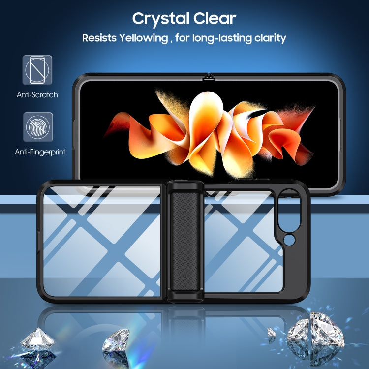 For Samsung Galaxy Z Flip6 / Flip7 FE Transparent Tempered Glass Shockproof Folding Phone Case with Hinge