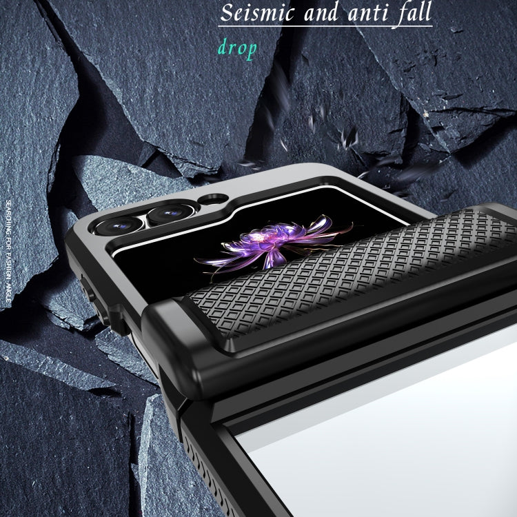 For Samsung Galaxy Z Flip6 / Flip7 FE Transparent Tempered Glass Shockproof Folding Phone Case with Hinge