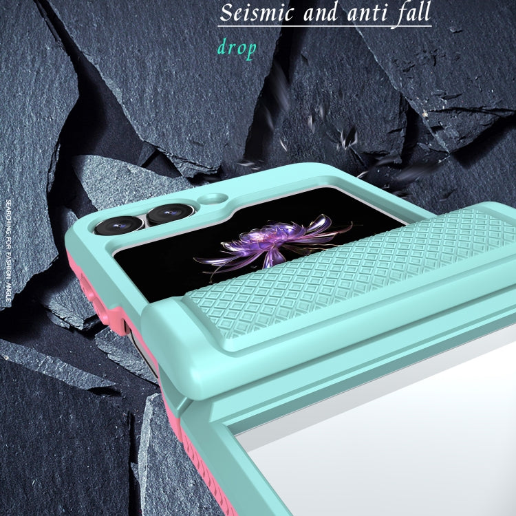 For Samsung Galaxy Z Flip6 / Flip7 FE Transparent Tempered Glass Shockproof Folding Phone Case with Hinge