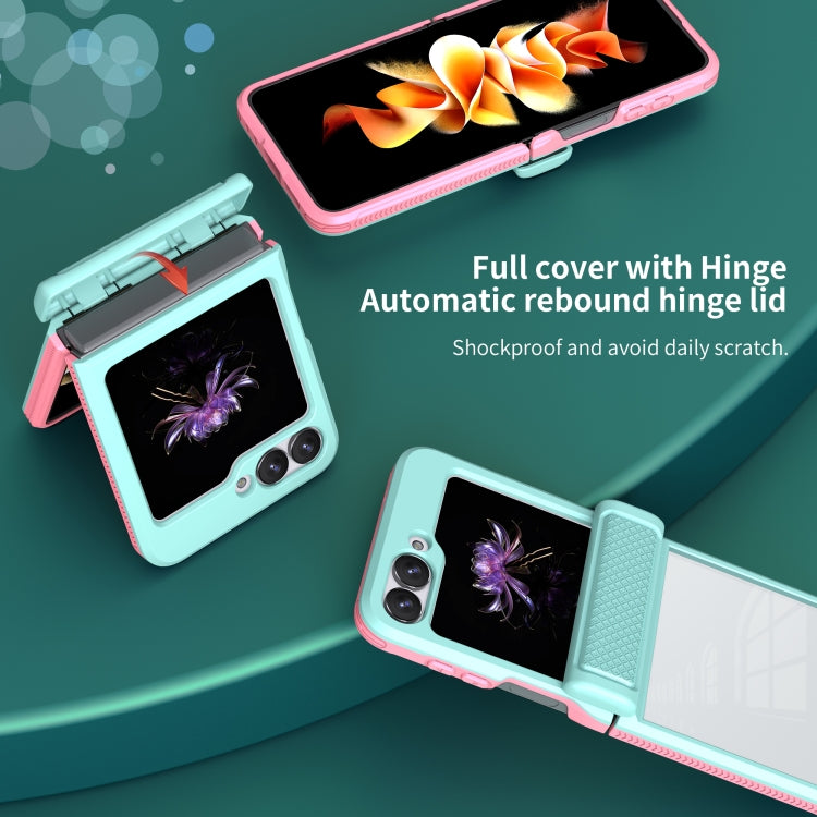 For Samsung Galaxy Z Flip6 / Flip7 FE Transparent Tempered Glass Shockproof Folding Phone Case with Hinge