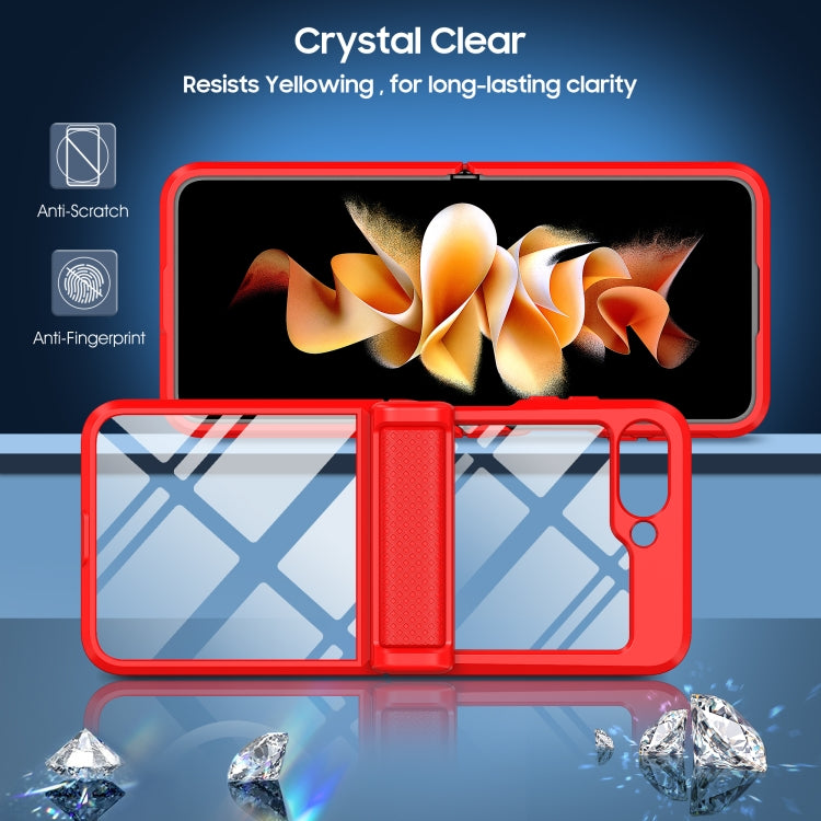 For Samsung Galaxy Z Flip6 / Flip7 FE Transparent Tempered Glass Shockproof Folding Phone Case with Hinge