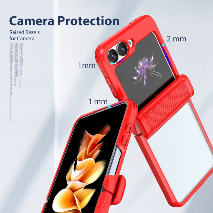 For Samsung Galaxy Z Flip6 / Flip7 FE Transparent Tempered Glass Shockproof Folding Phone Case with Hinge
