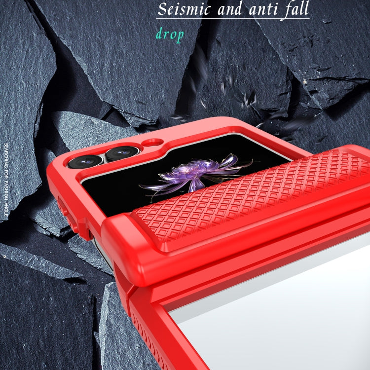For Samsung Galaxy Z Flip6 / Flip7 FE Transparent Tempered Glass Shockproof Folding Phone Case with Hinge