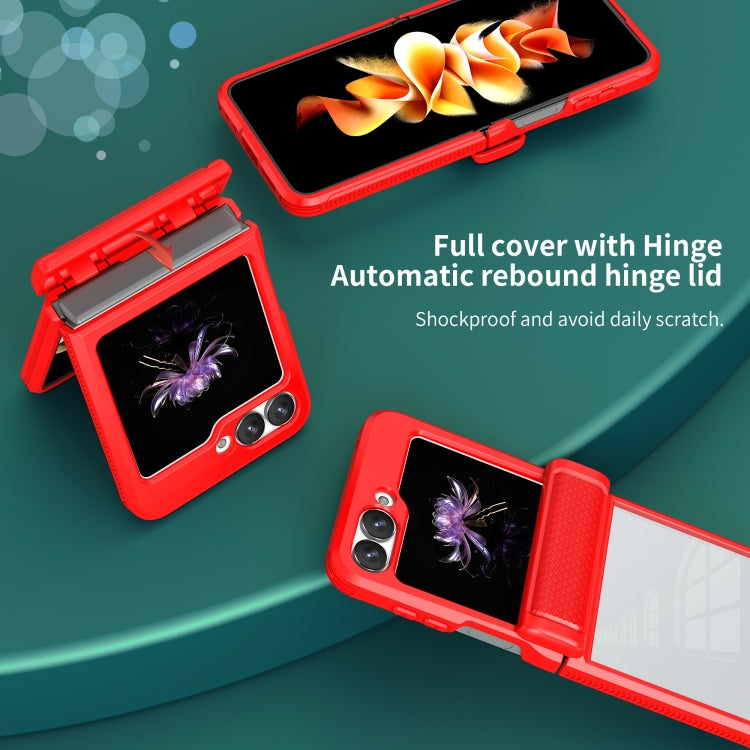 For Samsung Galaxy Z Flip6 / Flip7 FE Transparent Tempered Glass Shockproof Folding Phone Case with Hinge