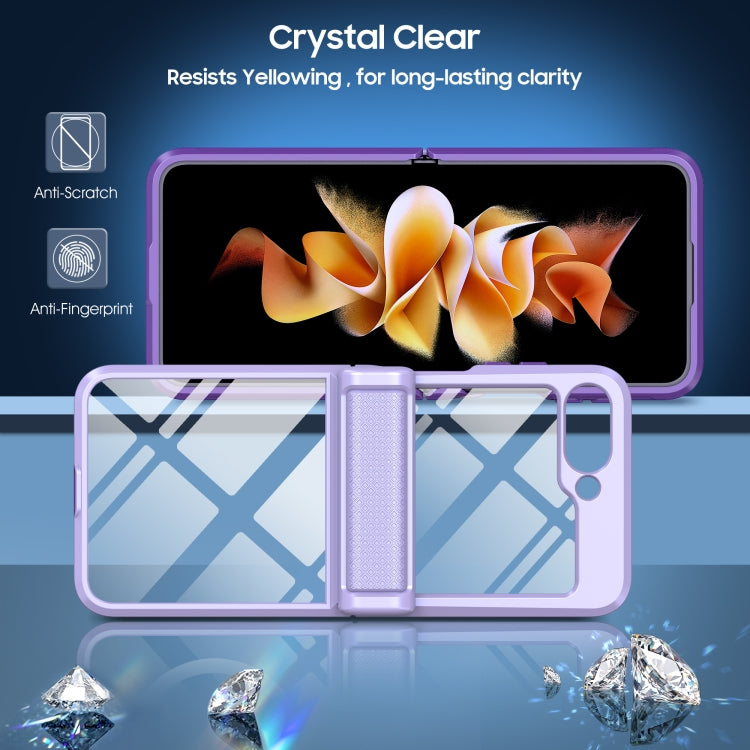 For Samsung Galaxy Z Flip6 / Flip7 FE Transparent Tempered Glass Shockproof Folding Phone Case with Hinge
