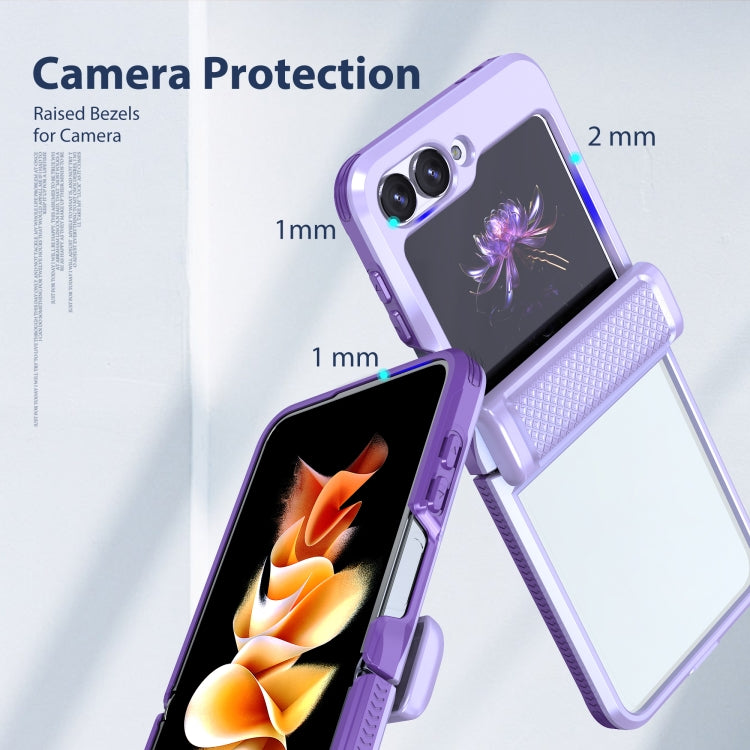 For Samsung Galaxy Z Flip6 / Flip7 FE Transparent Tempered Glass Shockproof Folding Phone Case with Hinge