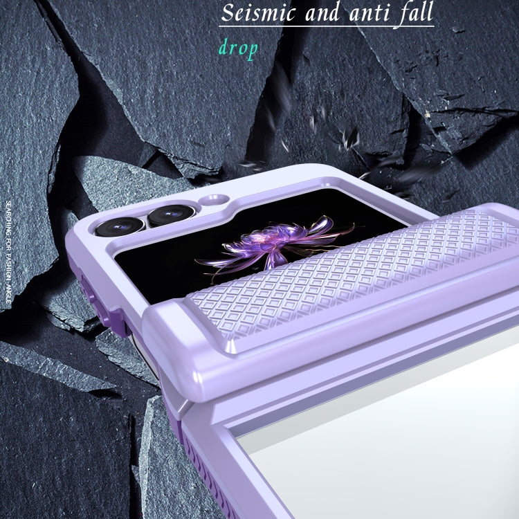 For Samsung Galaxy Z Flip6 / Flip7 FE Transparent Tempered Glass Shockproof Folding Phone Case with Hinge