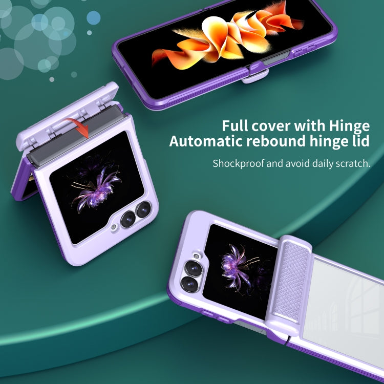 For Samsung Galaxy Z Flip6 / Flip7 FE Transparent Tempered Glass Shockproof Folding Phone Case with Hinge