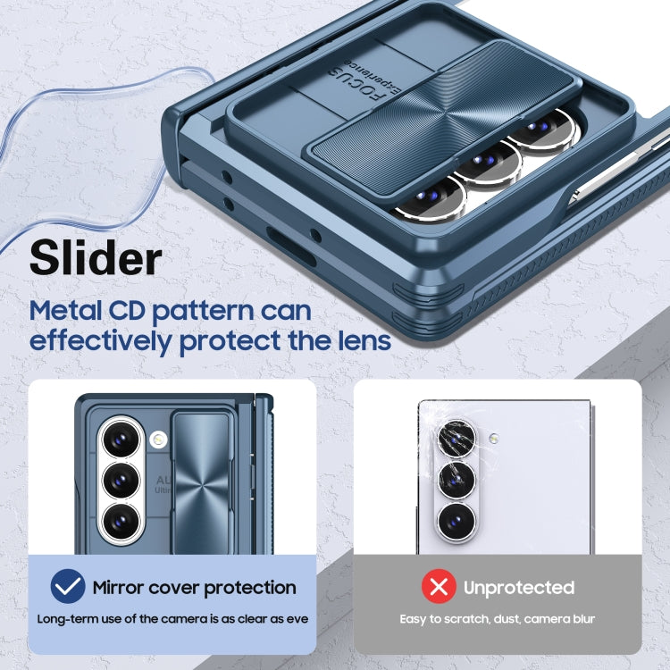 For Samsung Galaxy Z Fold6 5G Transparent Tempered Glass Shockproof Folding Phone Case with Hinge
