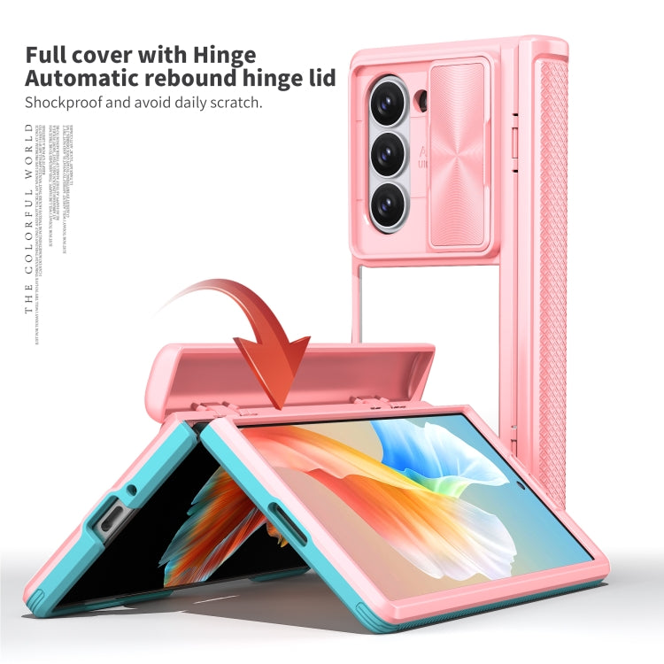 For Samsung Galaxy Z Fold6 5G Transparent Tempered Glass Shockproof Folding Phone Case with Hinge