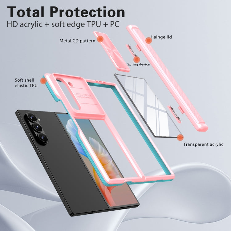 For Samsung Galaxy Z Fold6 5G Transparent Tempered Glass Shockproof Folding Phone Case with Hinge