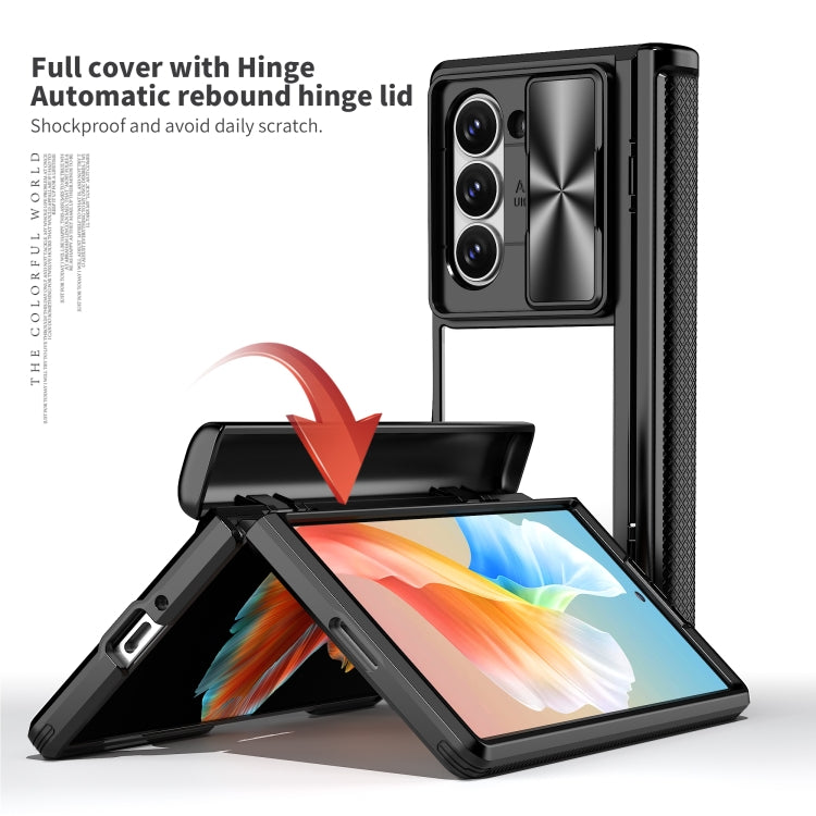 For Samsung Galaxy Z Fold6 5G Transparent Tempered Glass Shockproof Folding Phone Case with Hinge