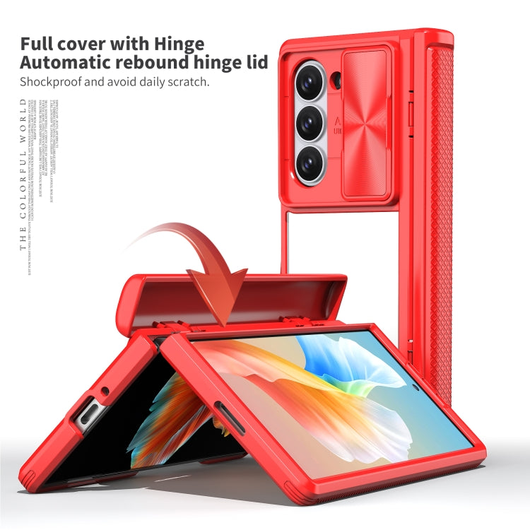 For Samsung Galaxy Z Fold6 5G Transparent Tempered Glass Shockproof Folding Phone Case with Hinge