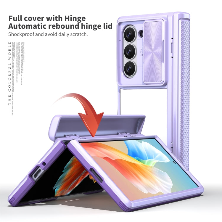 For Samsung Galaxy Z Fold6 5G Transparent Tempered Glass Shockproof Folding Phone Case with Hinge