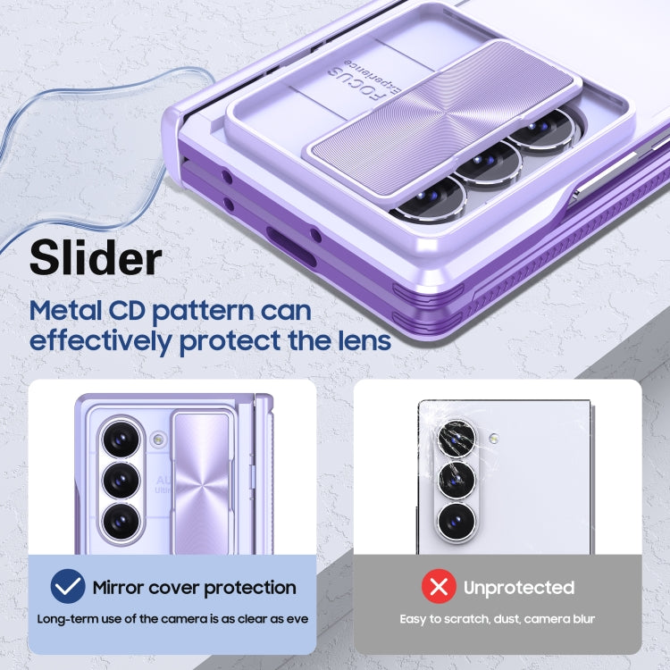 For Samsung Galaxy Z Fold6 5G Transparent Tempered Glass Shockproof Folding Phone Case with Hinge