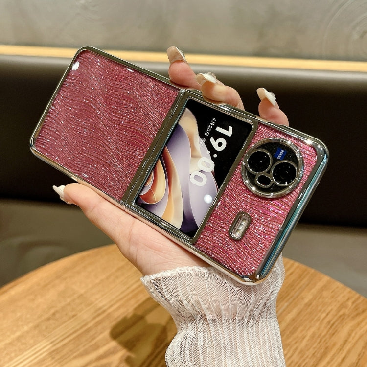 For vivo X Flip PC Side Buckle+Ripples Glitter Paper Full Coverage Phone Case