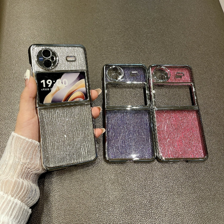 For vivo X Flip PC Side Buckle+Ripples Glitter Paper Full Coverage Phone Case