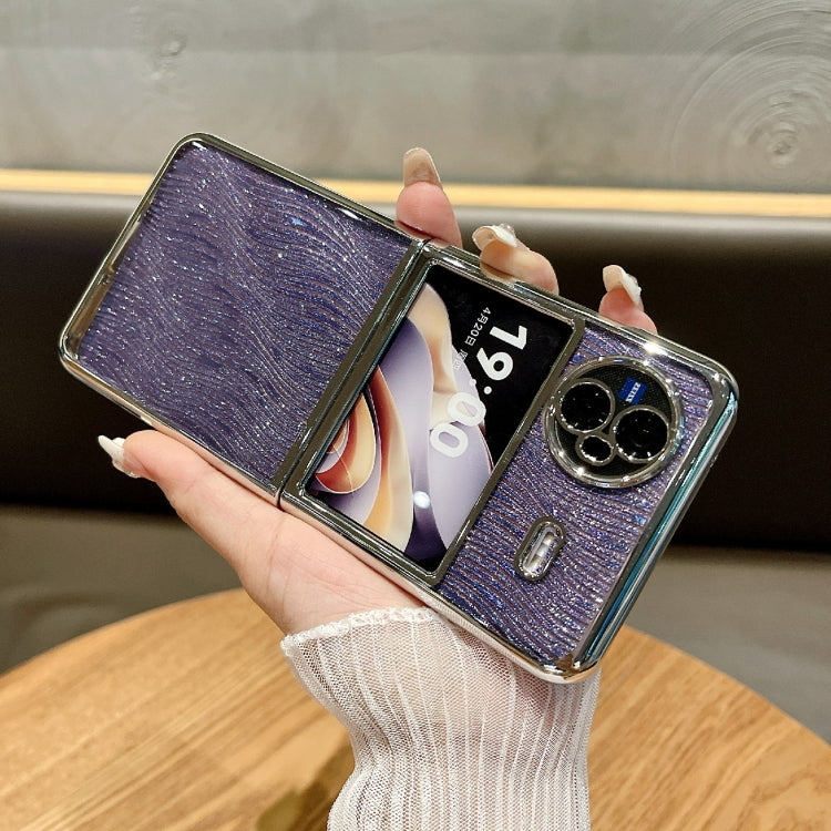 For vivo X Flip PC Side Buckle+Ripples Glitter Paper Full Coverage Phone Case