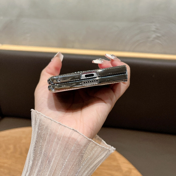 For vivo X Fold3 Pro PC Side Buckle+Ripples Glitter Paper Full Coverage Phone Case