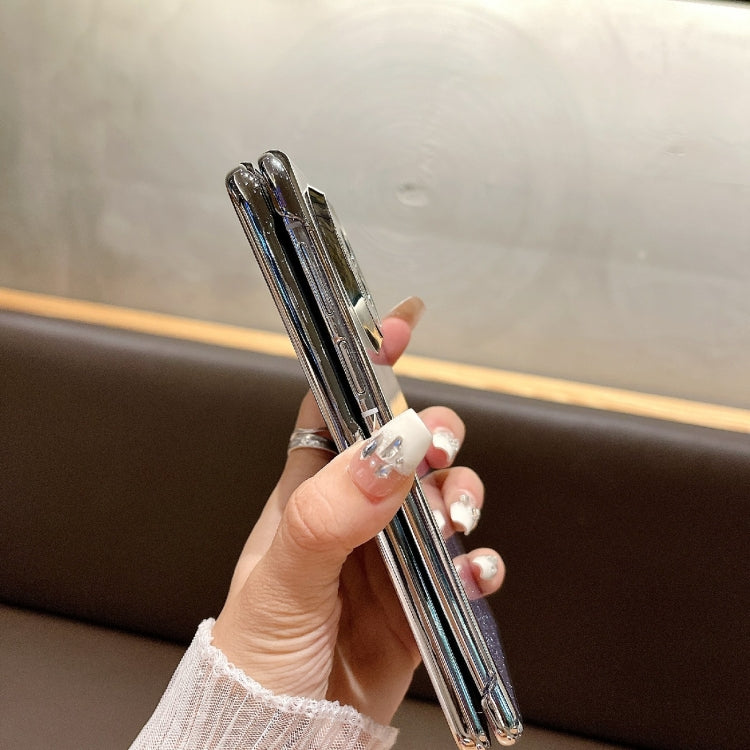 For Huawei Mate X3 / X5 PC Side Buckle+Ripples Glitter Paper Full Coverage Phone Case - Silver
