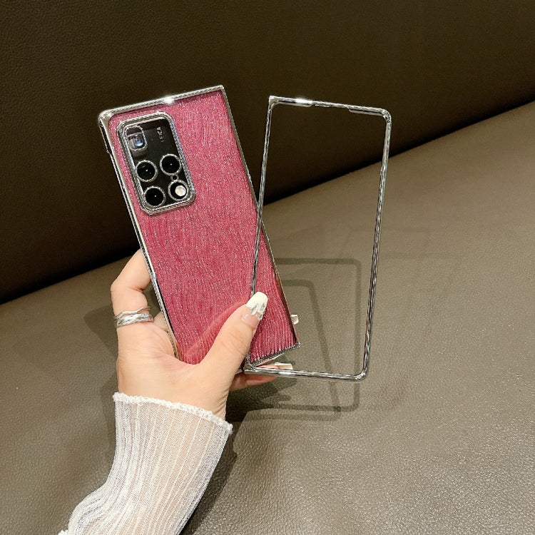 For Huawei Mate X2 PC Side Buckle+Ripples Glitter Paper Full Coverage Phone Case