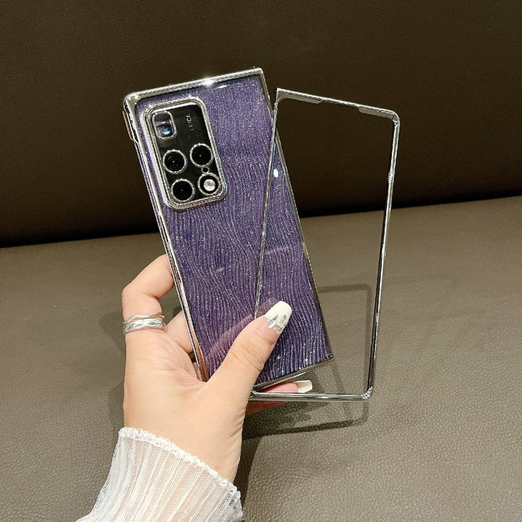 For Huawei Mate X2 PC Side Buckle+Ripples Glitter Paper Full Coverage Phone Case