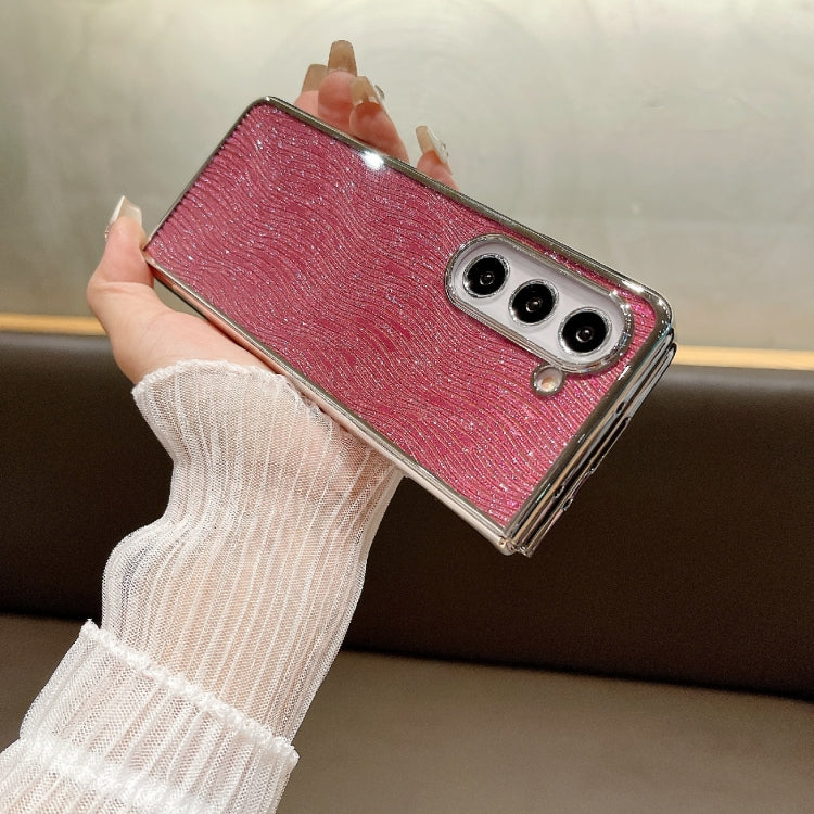 For Samsung Galaxy Z Fold4 PC Side Buckle+Ripples Glitter Paper Full Coverage Phone Case
