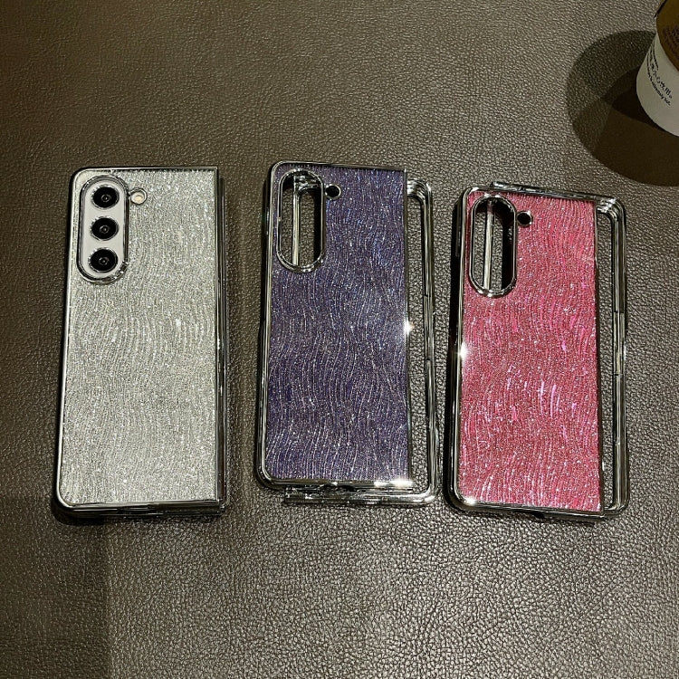 For Samsung Galaxy Z Fold5 PC Side Buckle+Ripples Glitter Paper Full Coverage Phone Case